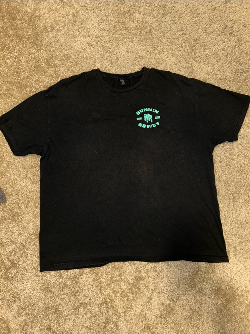 Runnin Rowdy Black Short Sleeve Tee with Mint Green Chest Graphic